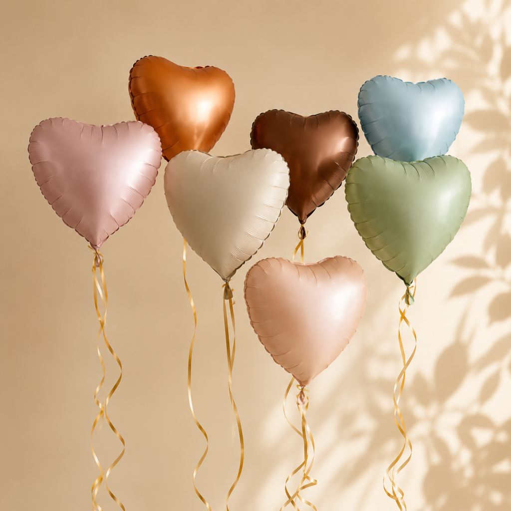 Premium emerald green heart shape biodegradable foil balloons custom manufactured by FAIR factory for corporate events